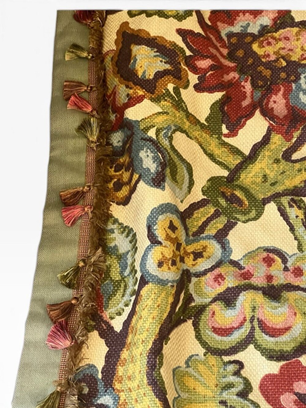 Custom Pair Jacobean Floral Botanical Woven Lined Curtain Panels Pinch Pleat 85”